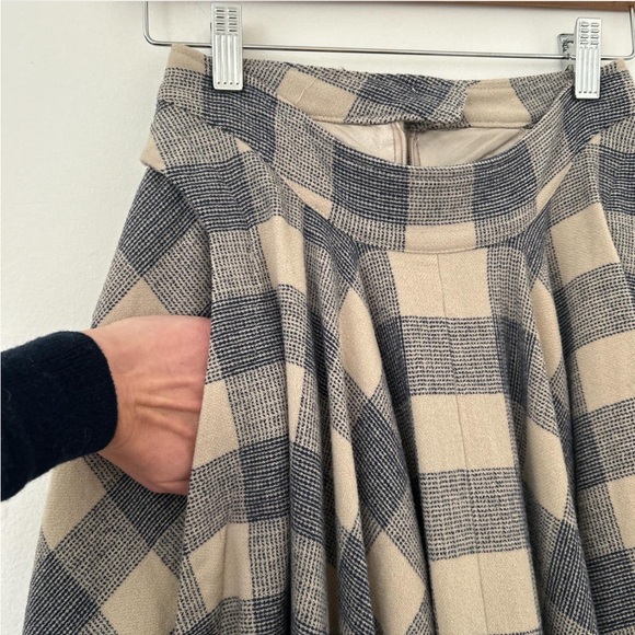 Asymmetrical Pendleton plaid Midi Skirt in Beige and Gray - Picture 2 of 5